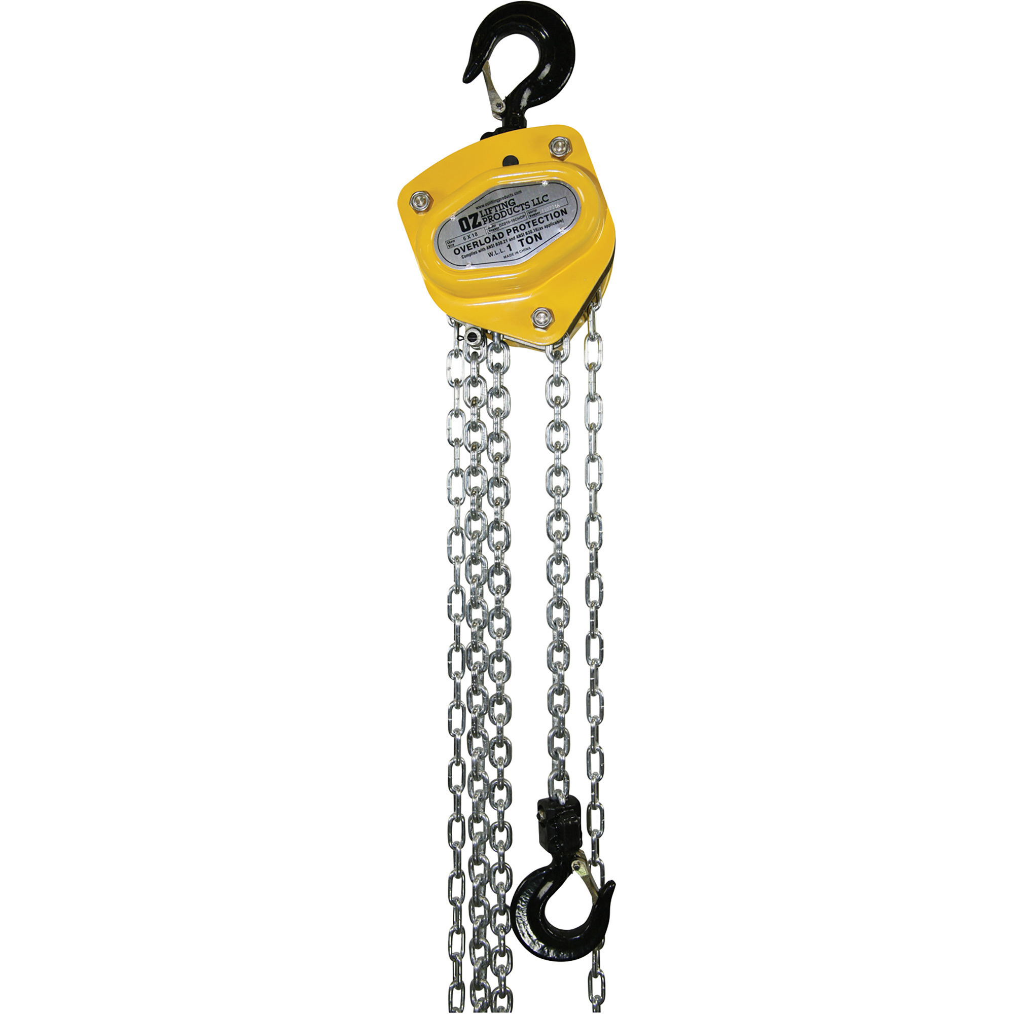 OZ Lifting Products Premium Manual Chain Hoist, 1-Ton Capacity, 15ft. Lift, Model# OZ010-15CHOP